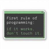 Erste Regel der Programmierung Aufkleber (Vorderseite)