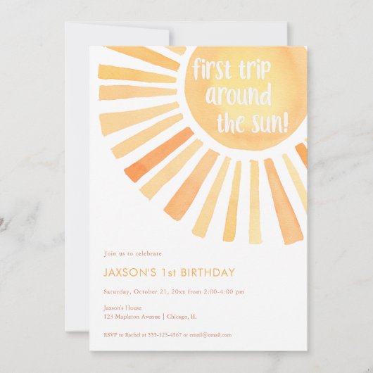 Erste Reise durch das Sun 1. Party Einladung (Vorderseite)