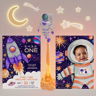 Erste Reise durch das Sun Space Astronaut Foto Einladung