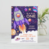 Erste Reise durch das Sun Space Astronaut Foto Einladung (Stehend Vorderseite)