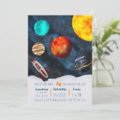 Erste Reise durch das Sun Space Theme Boy Planets Einladung (Stehend Vorderseite)