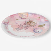 Erste Reise durch die Sonne Weltraum Girl Astronau Pappteller (Schrägansicht)