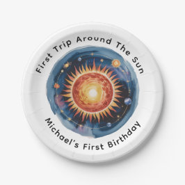 Erste Reise rund um das Sun 1. Geburtstag Party Pappteller