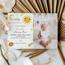 Erste Reise rund um das Sun Birthday Foto Einladun