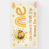 Erste Reise rund um das Sun Birthday Foto Willkomm Banner (Vertikal)