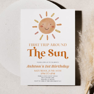 Erste Reise rund um das Sun Boho 1. Geburtstag Par Einladung