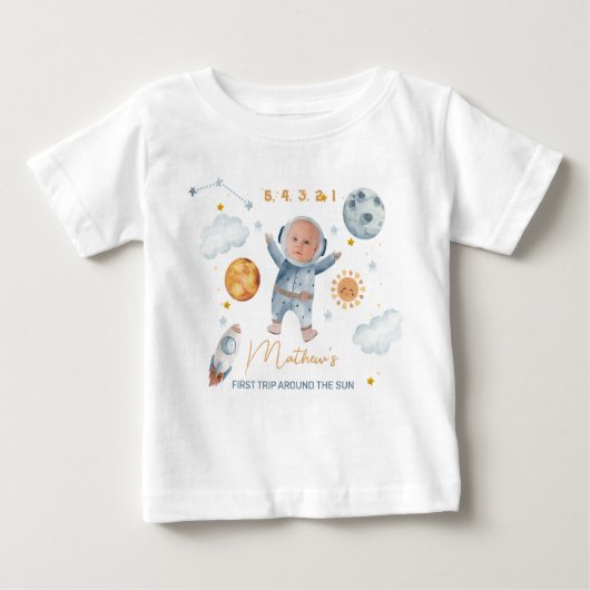 Erste Reise rund um das Sun Foto 1. Geburtstag T - Baby T-shirt (Vorderseite)
