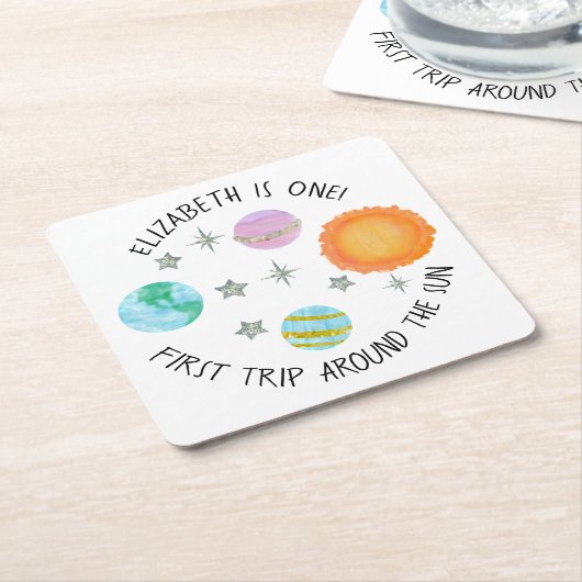 Erste Reise rund um das Sun Girl's Birthday Rechteckiger Pappuntersetzer (angewinkelt)