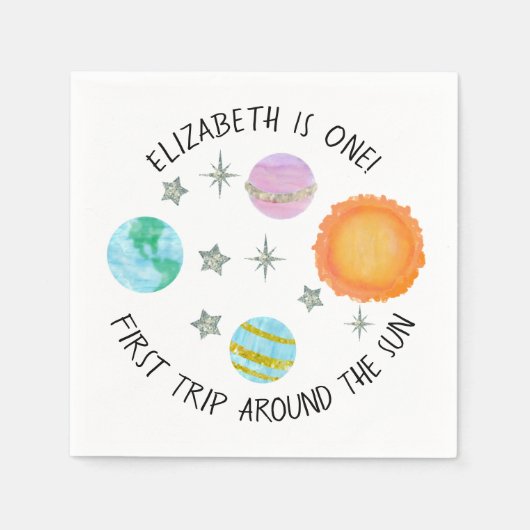 Erste Reise rund um das Sun Girl's Birthday Serviette (Vorderseite)