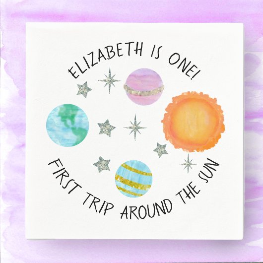 Erste Reise rund um das Sun Girl's Birthday Serviette