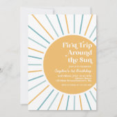 Erste Reise rund um den Sun Boho Sunshine Geburtst Einladung (Vorderseite)