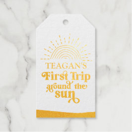 Erste Reise rund um die erste sonnige Geburtstagsf Geschenkanhänger