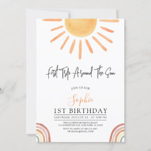 Erste Reise rund um die Sonne 1. Geburtstag Einlad Einladung