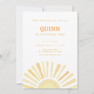 Erste Reise rund um die Sonne 1. Geburtstag Einlad Einladung