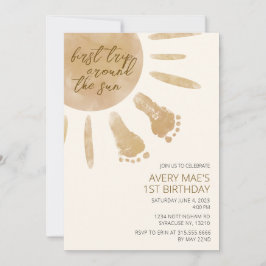 Erste Reise rund um die Sonne 1. Geburtstag Einlad Einladung