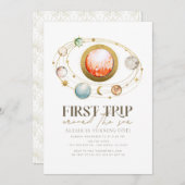 Erste Reise rund um die Sonnenplaneten 1. Geburtst Einladung (Vorne/Hinten)