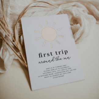 Erste Reise rund um die Sun 1. Geburtstags-Rose Go Folieneinladung