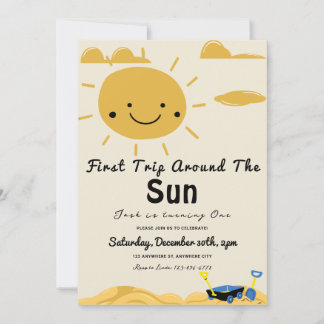 Erste Reise rund um die Sun Birthday Party Einladu Einladung