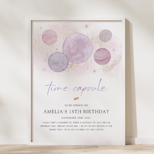 Erste Reise um das Schild der Sun Time Kapsel