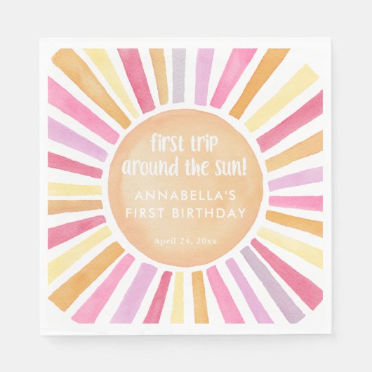 Erste Reise um das Sonnenmädchen zum ersten Geburt Serviette (Vorderseite)