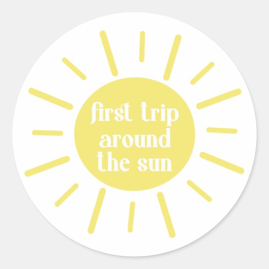 Erste Reise um das Sonnenschein-Party Runder Aufkleber (Vorderseite)