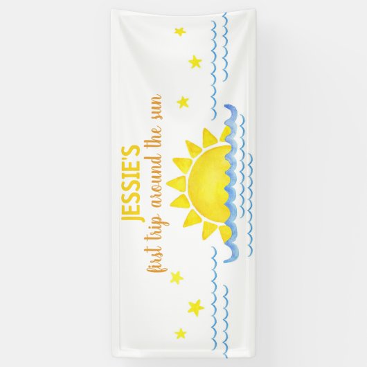 Erste Reise um das Sun Birthday Banner - Boho S (Vertikal)
