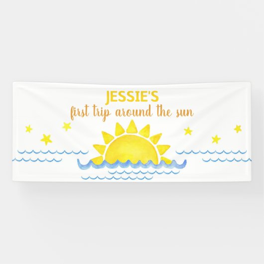 Erste Reise um das Sun Birthday Banner - Boho S (Horizontal)