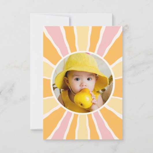 Erste Reise um das Sun Birthday Girl Foto Dankeskarte (Rückseite)