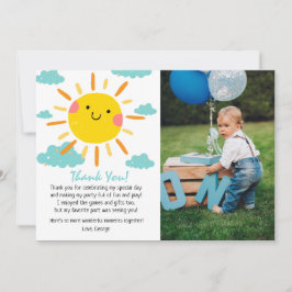 Erste Reise um das Sun Foto 1. Geburtstag Dankeskarte