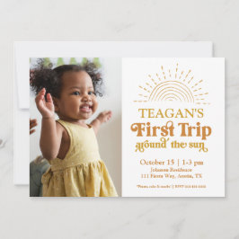 Erste Reise um das Sun Foto zum ersten Geburtstag Einladung