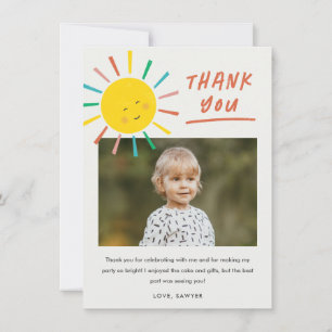 Erste Reise um das Sun Kids Foto Geburtstag Dankeskarte