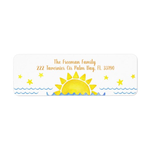 Erste Reise um das Sun-Rücksendeadresse-Etikett (Vorne)
