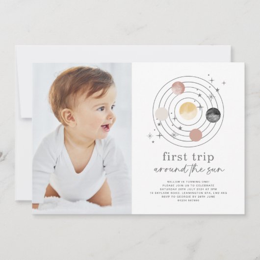 Erste Reise um das Sun Space Foto laden ein Einladung (Vorderseite)