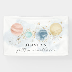 Erste Reise um den Hintergrund des Sonnenbanners Banner