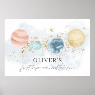 Erste Reise um den Hintergrund des Sonnenbanners Poster