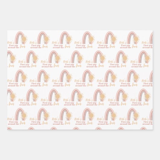 Erste Reise um den Namen des Sun Boho Geschenkpapier Set (Vorderseite)