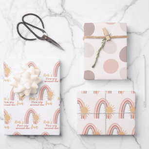 Erste Reise um den Namen des Sun Boho Geschenkpapier Set