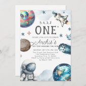 Erste Reise um den Sonnenastronaut zum Geburtstag Einladung (Vorne/Hinten)