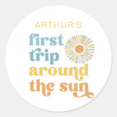 Erste Reise um den Sonnenaufkleber Runder Aufkleber (Vorderseite)