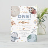 Erste Reise um den Sonnenraum 1. Geburtstag Einladung (Stehend Vorderseite)