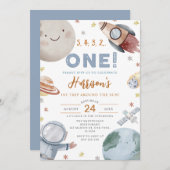 Erste Reise um den Sonnenraum 1. Geburtstag Einladung (Vorne/Hinten)