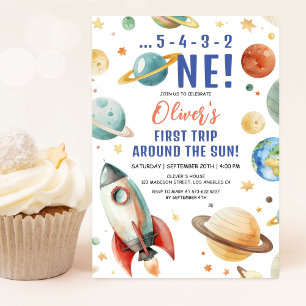 Erste Reise um den Sonnenraum 1. Geburtstag Party Einladung