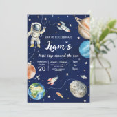 Erste Reise um den Sonnenraum zum Geburtstag Einladung (Stehend Vorderseite)