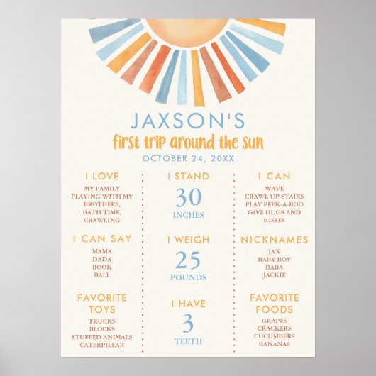 Erste Reise um den Sonnenstrahl 1. Geburtstag Poster (Vorne)