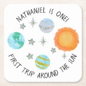 Erste Reise um den Sun Birthday Paper Untersetzer (Vorderseite)