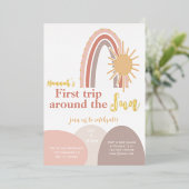 Erste Reise um den Sun Boho Rainbow Folieneinladung (Stehend vorne)