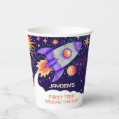 Erste Reise um den Sun Rocket Astronaut Space Pappbecher (Vorderseite)
