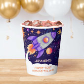 Erste Reise um den Sun Rocket Astronaut Space Pappbecher