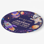 Erste Reise um den Sun Rocket Astronaut Space Pappteller (Schrägansicht)