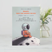 Erste Reise um den Sun Space Astronaut zum Geburts Einladung (Stehend Vorderseite)